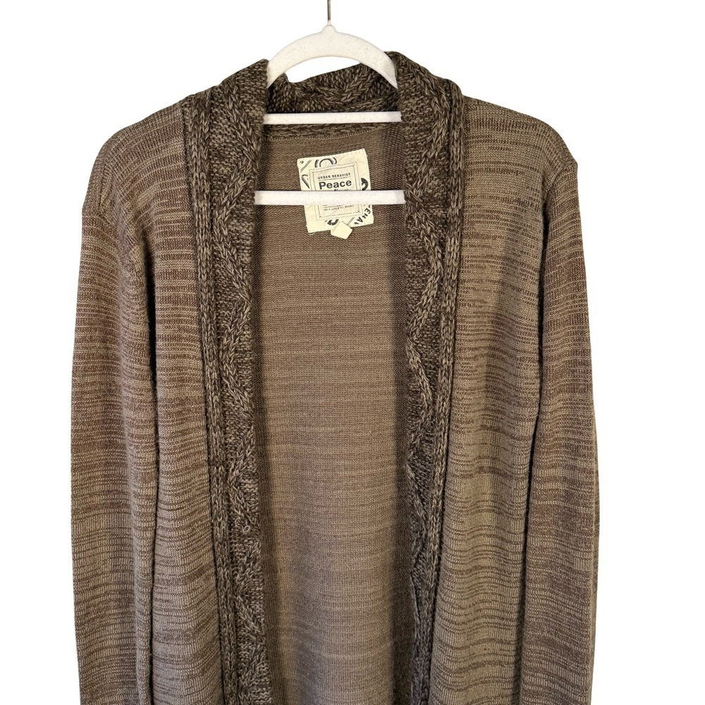 Urban Behavior Brown Knit Open Cardigan Size S Boho Cozy Neutral Fall Winter - Picture 13 of 16